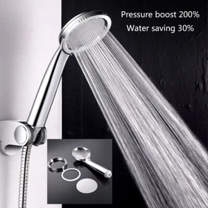Modern High Pressure Shower Head Bathroom Powerful Boosting Water Saving Silver - Picture 1 of 23