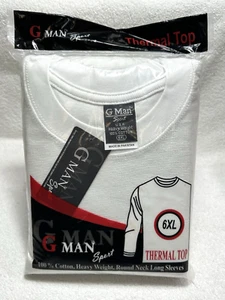 G-Man Sport ~ Men's Thermal Top ~ Long Sleeve White Heavyweight 100% Cotton 6XL - Picture 1 of 5