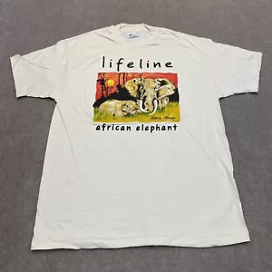 Vintage Natur T-Shirt XL Einzelstich Afrikanischer Elefant Deadstock Rachel Lockwood - Bild 1 von 12