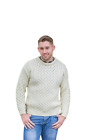 Men's Aran Wool Sweater Natural 100%wool