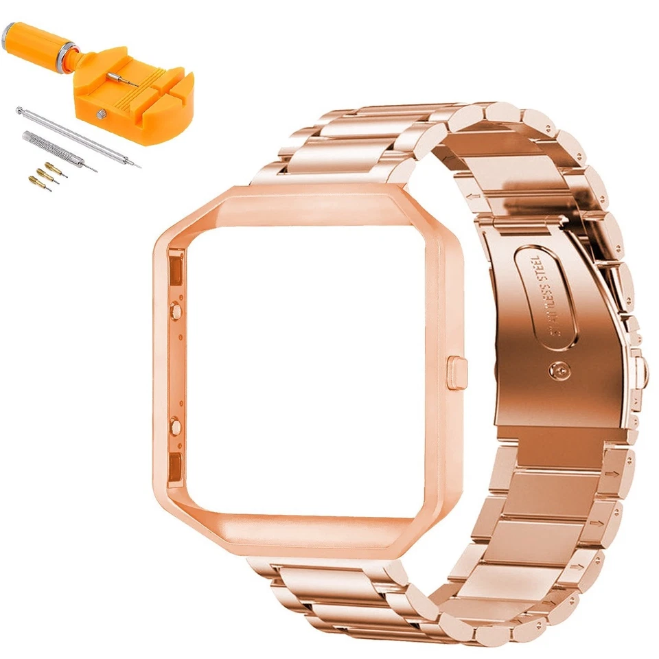 正品不锈钢表带手表表带 + 框架 适用于 Fitbit Blaze 智能手表 — 第 1/1 张图片