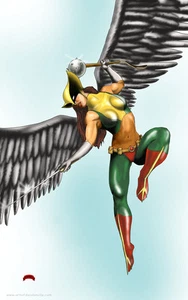 Hawkgirl legion of superheroes fly DC comics art 11x17 pinup print Dan DeMille - Picture 1 of 1