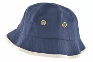 Newhattan Cappello Uomo 100% Cotone Secchiello Blu Navy Stucco #1519 - Foto 1 di 1