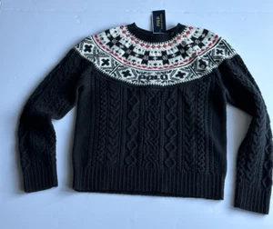 Polo Ralph Lauren Girls Black Cotton/Wool Sweater Size L (12-14) NWT $165 - Picture 1 of 8