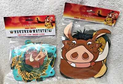 LION KING BANNER & 8 PARTY MASKS supplies vintage birthday disney NEW - Image 1 of 4