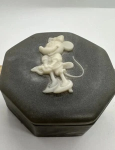 Gray Minnie Mouse Soapstone Gray Trinket Box Vintage Walt Disney Productions - Picture 1 of 9