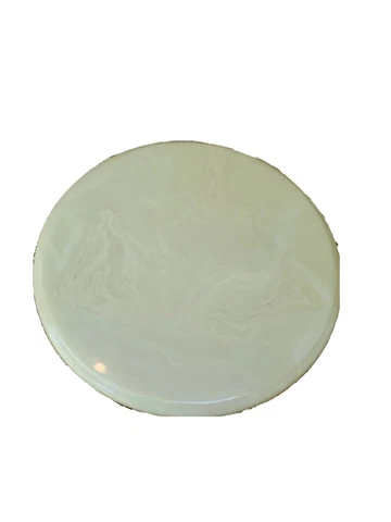 Vintage Nos Epoxy Resin Beveled Edge Table Top Almond Onyx round Cover