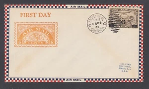 Canada Sc C3 FDC. 1932 6c on 5c brown olive Globe, bister A.C. Roessler cachet - Picture 1 of 2