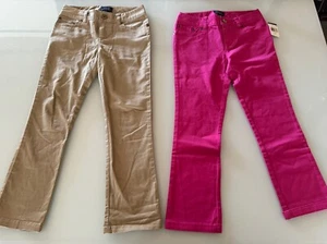 Polo Ralph Lauren girls Size 7 classic chino pants Pink Beige W Big Pony - Picture 1 of 13