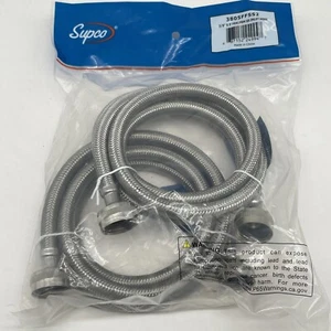 NUEVO - Manguera de lavadora de entrada de acero inoxidable Supco 3/8" X 5' - Paquete de 2 - 3805FFSS2 - Imagen 1 de 4