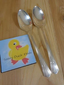 Vintage Flatware Set of 2 SOLID SERVING SPOONS Lady Betty Silverplate - Picture 1 of 4