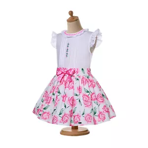 Girls Dress Outfits size 3 4 5 6 7 8 10 12 14 Rose Floral Birthday Party Dresses - Picture 1 of 11