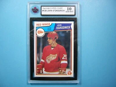 1983/84 O-PEE-CHEE NHL HOCKEY CARD #128 JOHN OGRODNICK KSA 10 GEM MINT OPC - Image 1 of 2