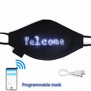 LED Programmable Cotton Face Mask Custom Sign USB Rechargeable Halloween Party - Picture 1 of 7