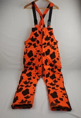 Gamehide Hunting Overalls Mens Large Orange Spotted Design Insulated Vtg - Image 1 of 4