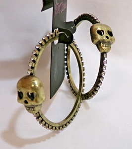 Rare HTF BETSEY JOHNSON  Skull Hoop Earrings - Picture 1 of 9
