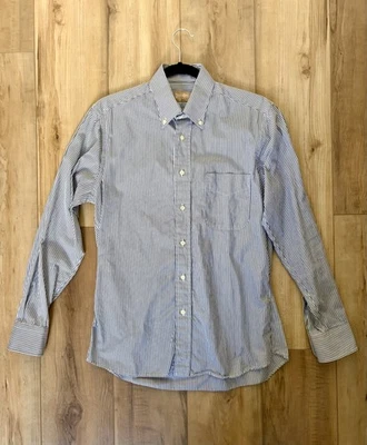 Camisa para hombre Gitman Bros Oxford de tela con botones a rayas azul Foto 1 de 4