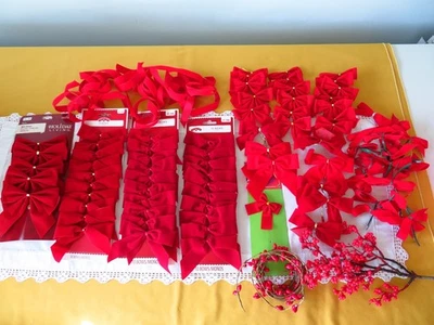 Christmas Bows (75)and Ribbons ~ Red Velvet, Berry Garland and Berry Stem    - Image 1 of 4