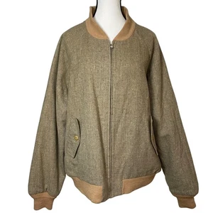 Chaqueta de bombardero reversible Pendleton de colección para hombre talla 46 marrón tostado abrigo de lana atemporal - Imagen 1 de 14