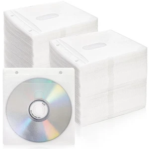 200 Pack PREMIUM CD/DVD Double-sided Refill Plastic Sleeve White Lot - Free ship - Afbeelding 1 van 1