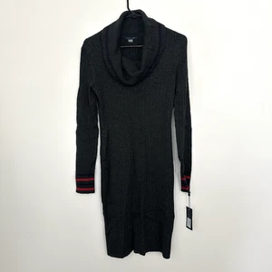 Tommy Hilfiger Dress Small Gray Cable Knit Sweater Cowl Neck Long Sleeve Preppy - Picture 1 of 4