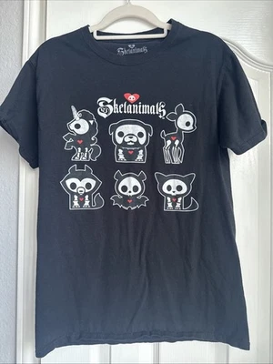 Skelanimals Black Y2K Characters Shirt Small Rare Dog Bat Unicorn Cat Bambi - Image 1 of 4