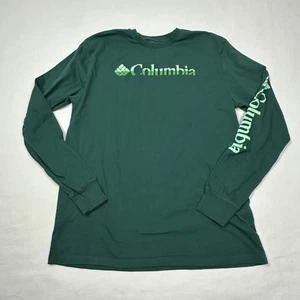 Columbia Men's Graphic Long Sleeve T Shirt Crew L Large Green - Picture 1 of 9