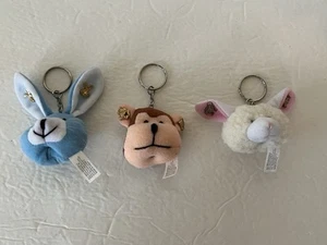 Llaveros y pendientes extraíbles a juego animales de peluche conejito mono oveja - Imagen 1 de 12
