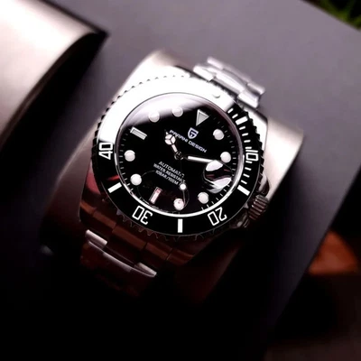 🔝 Pagani Design 1661 Submariner 100M Nero Seiko NH35 Automatico orologio uomo - Immagine 1 di 4