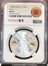 1984 MEXICO SILVER LIBERTAD 1 ONZA NGC MS 66 GEM BU GREAT LUSTER
