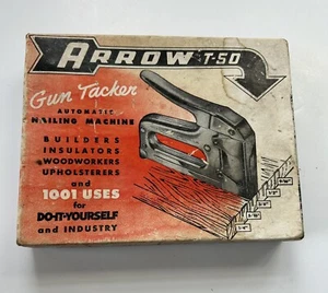 Vintage Arrow T50 Heavy Duty Staple Gun Tacker W/ Original Box Excellent Cond. - Picture 1 of 2