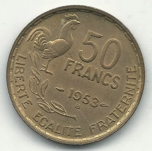 VERY NICE HIGH GRADE UNC 1953 B FRANCE 50 FRANCS COIN-OCT479 - Picture 1 of 2