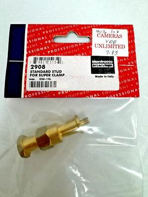 Perno estándar Manfrotto 2908 para súper abrazadera hecho en Italia nuevo en paquete Foto 1 de 3