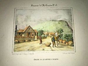 REUNION ISLAND SAINT JOSEPH 1847 ROUSSIN LARGE NICE ANTIQUE VIEW 19TH CENTURY - Picture 1 of 3
