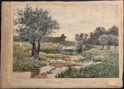 Original Arthur Anderson Fraser 1883 Landscape Painting Bedford Listed Artist UK - Изображение 1 из 4