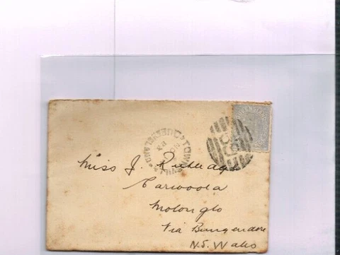 1900 2d Cover Townsville to Molonglo, NSW. Numeral 59 Cover