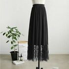 Lace Long Skirt Petticoat Underskirt Slip Dress Underdress Mesh Floral White SHP