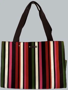 KATE SPADE NY Multi Purpose Rectangular Large Canvas Striped Diaper Bag/Tote - Picture 1 of 23