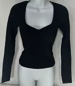 Bershka Pullover Sweater Black Ribbed Long Sleeve Scoop Neck Womens Size Medium - Picture 1 of 7