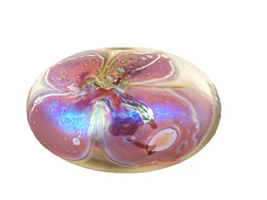 Oil Lamp Glasshouse 1987 FFL 170013 Pink Flower Art Glass Round Wick 5 3/4" - Picture 1 of 15