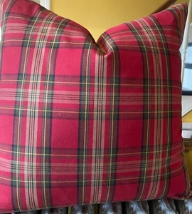 Ralph Lauren Field Jacket Plaid Red/Olive LCF29690F Tartan Pillow Cover All Size - Picture 1 of 16