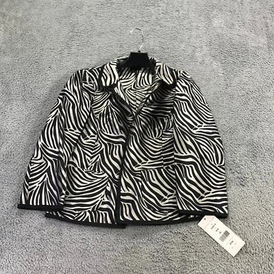 NINA MCLEMORE 夹克女式 00 编织丝绸 Organza 斑马 Suzanne Rev 开衫外套 — 第 1/4 张图片