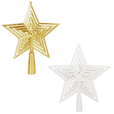 Christbaumspitze Stern Glitzer Kunststoff Weihnachtsbaumspitze in Gold & Silber  - Bild 1 von 3