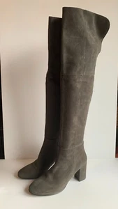 La Conte grey suede boots UK 7.5 8 EU41 VGC thigh over knee chunky mid heel - Picture 1 of 11