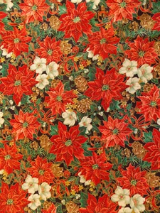 Cranston VIP Christmas Poinsettia Designed by Joan Messmore  Fabric BTY 44" Wide - Picture 1 of 3