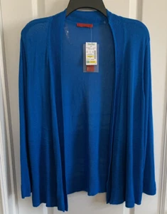 Red Women's Sz L Open Front Light Weight Blue Cardigan Casual Drape Soft Dusters - Picture 1 of 8