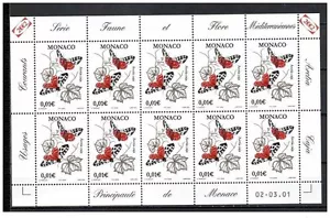monaco ca 2002 butterfly papillons mariposas Schmetterlinge Arctia Caja ms 10v - Picture 1 of 1