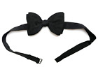 Vintage buckle bow tie Plain black pique BONED circa 1950s mens evening wear HA