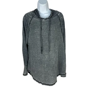Lincoln Outfitters Gray Long Sleeve Waffle Knit Hoodie Size Medium - Picture 1 of 6