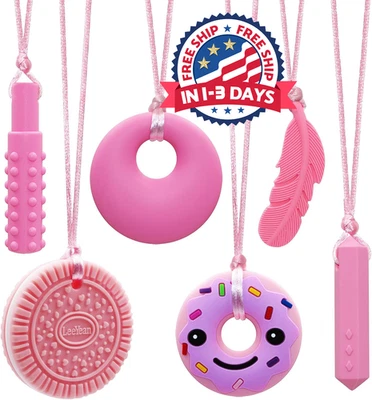 Collares masticables para niños sensoriales,6 collares masticables Collar mástil... Foto 1 de 4